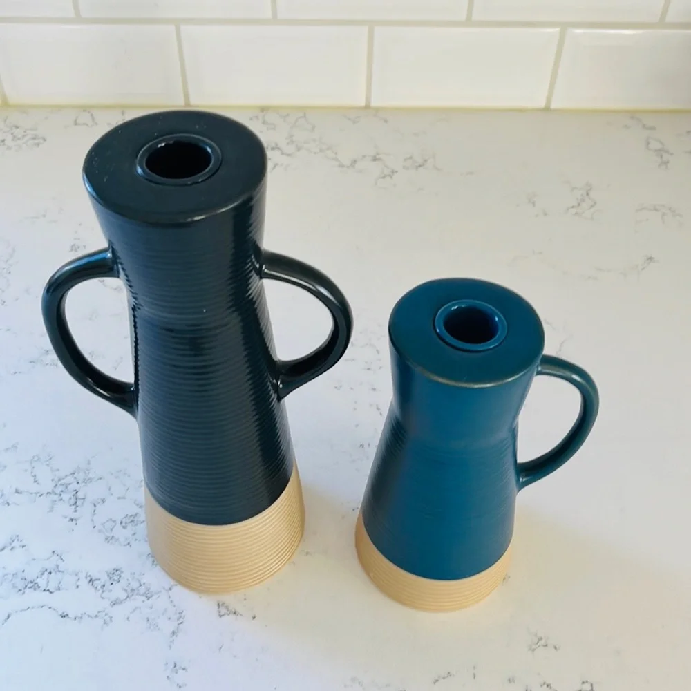 Crate&Barrel Sibely Ceramic Taper Candle Holders